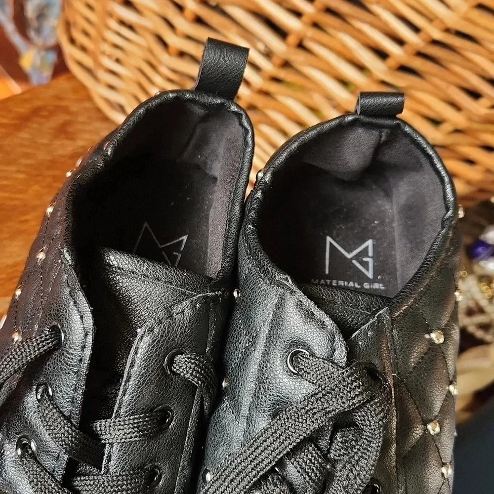 Quilted Embellished Sneakers sz 10‎ Black edgy punk - Picture 8 of 15